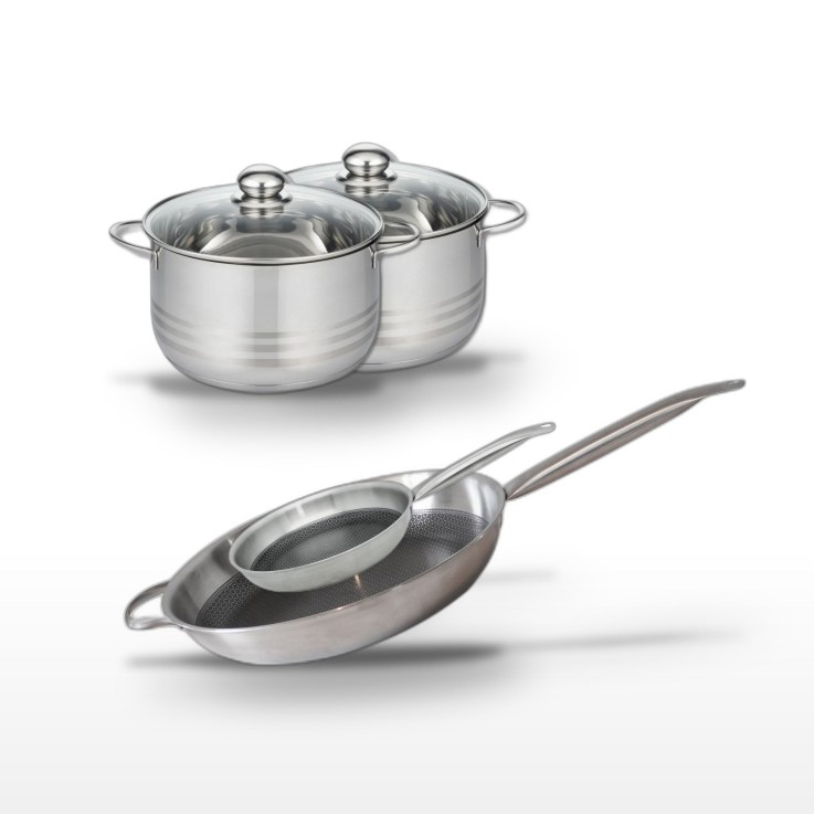 Batterie de cuisine Relief Solution en inox - 4 pièces