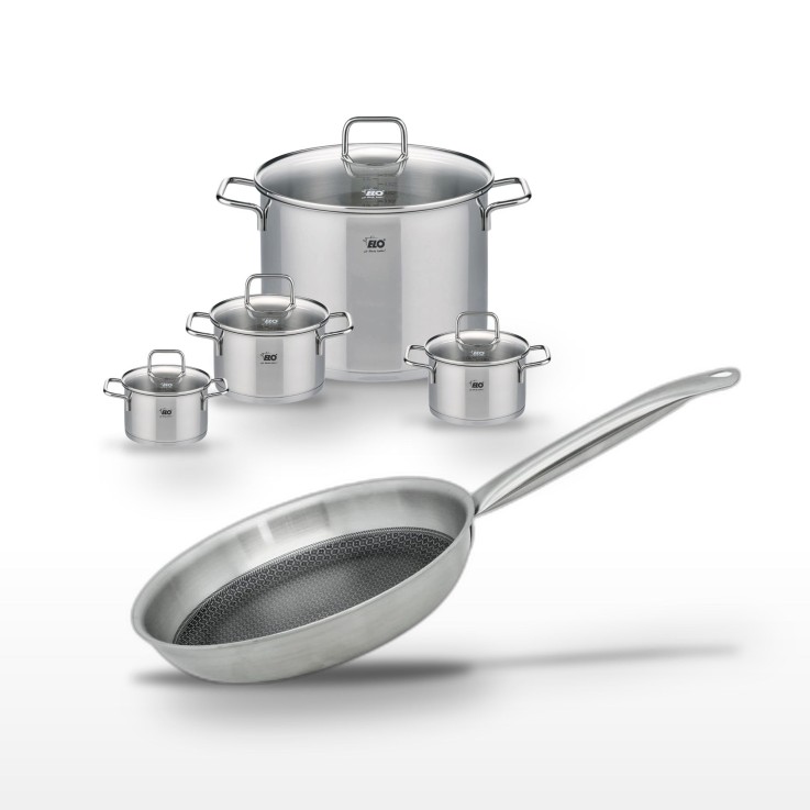 Batterie de cuisine Relief Solution en inox - 5 pièces - noire