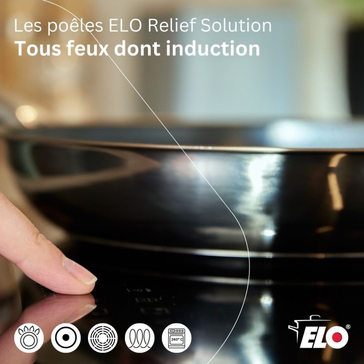 Batterie de cuisine Relief Solution en inox et aluminium - 12/20/24/32 cm - noire
