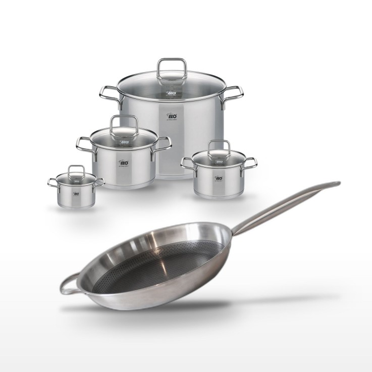Batterie de cuisine Relief Solution en inox - 12/16/20/26/32 cm