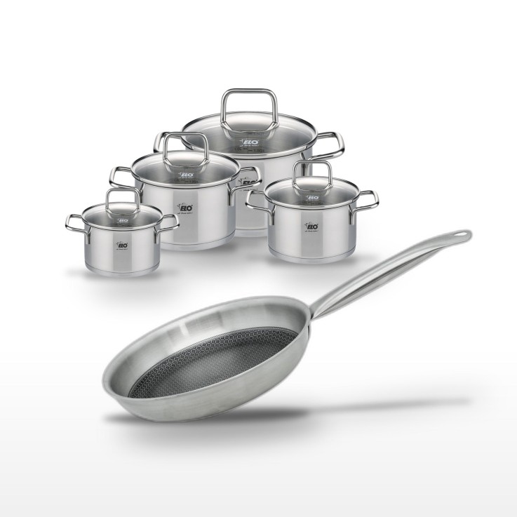 Batterie de cuisine Relief Solution en inox - 5 pièces - noir