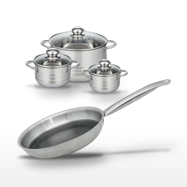 Batterie de cuisine Relief Solution en inox - 12, 14, 20 et 28 cm