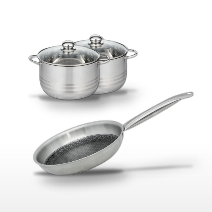 Batterie de cuisine Relief Solution Brillant en inox - 20/24 cm