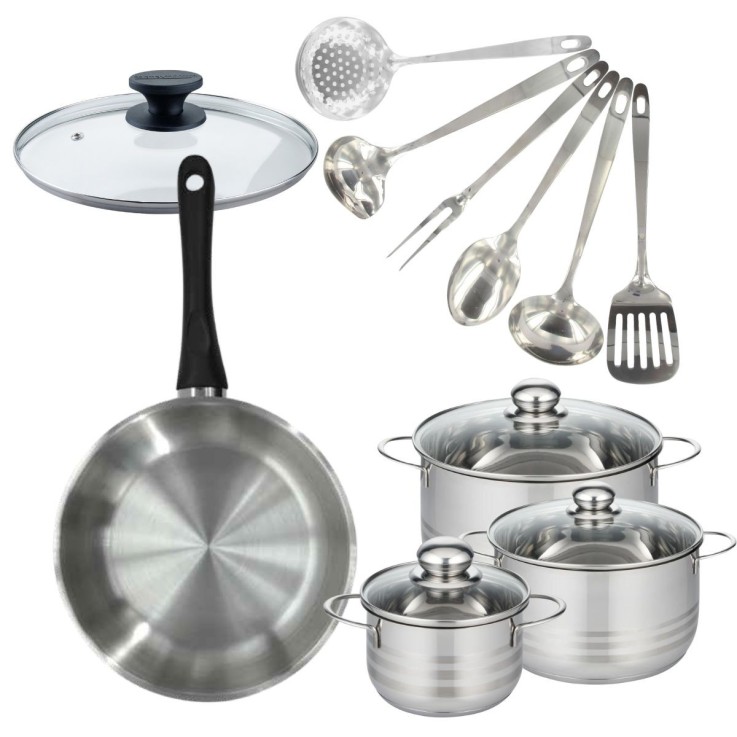 Batterie de cuisine Geneva en inox - 28 cm - 3 faitouts 16/20/24 cm