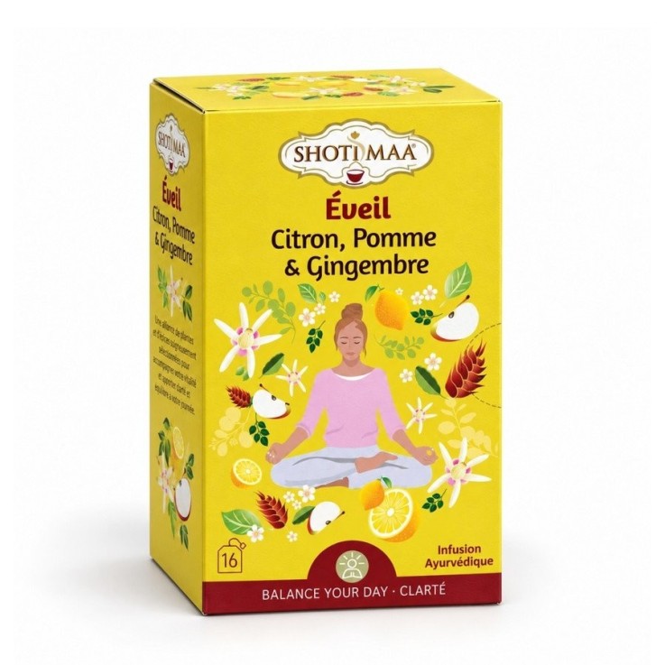 Tisane bio sans caféine Éveil, 16 sachets de 2 g
