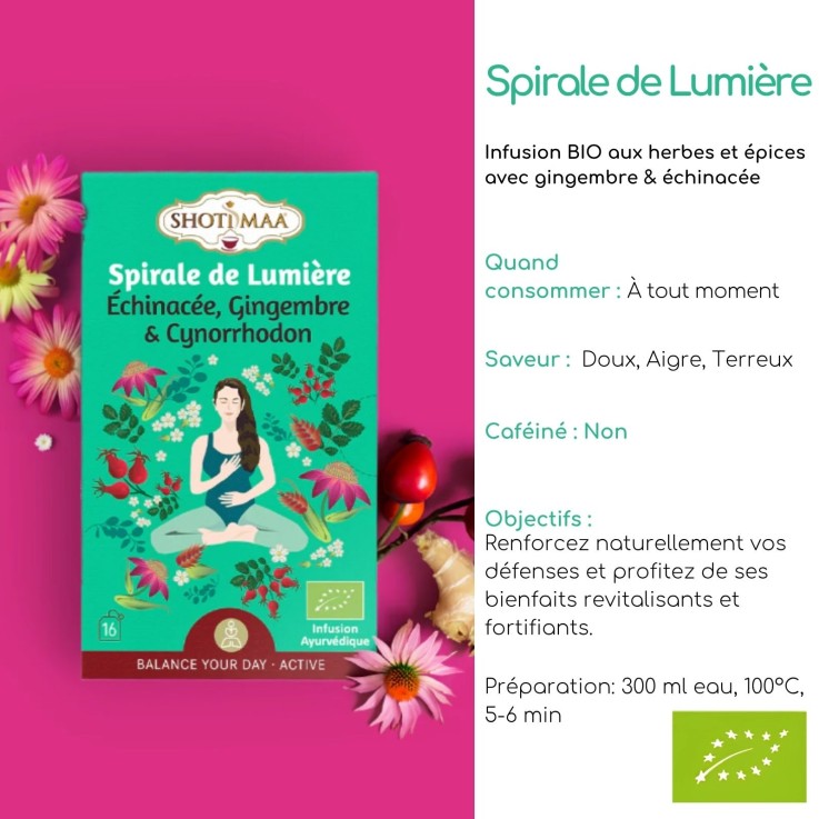 Infusion bio Spirale de lumière, 16 sachets de 2 g