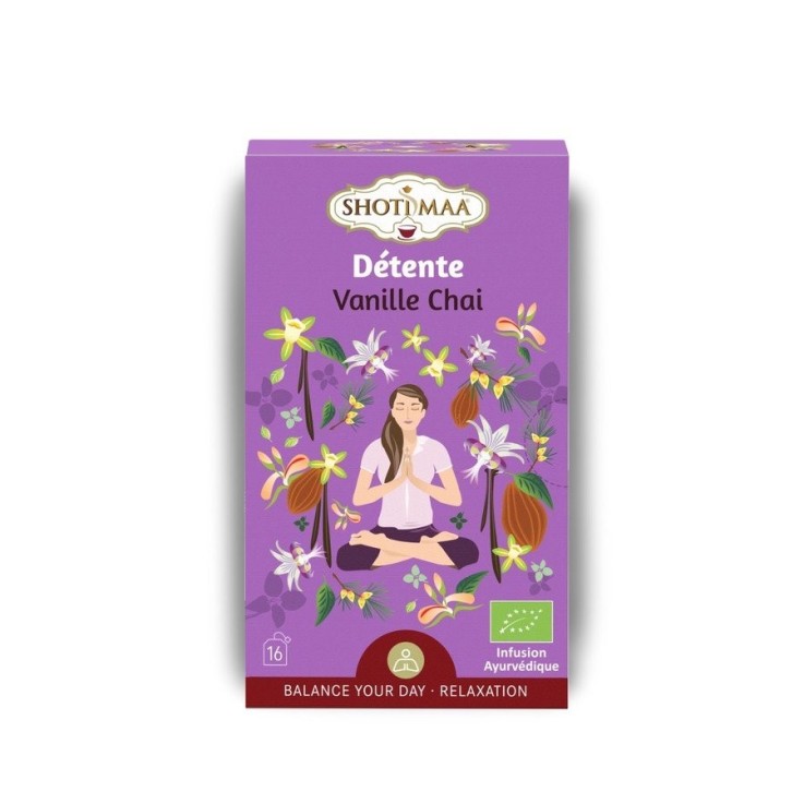 Infusion bio sans caféine Détente, 16 sachets de 2 g