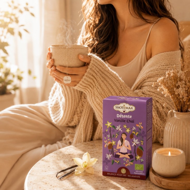 Infusion bio sans caféine Détente, 16 sachets de 2 g