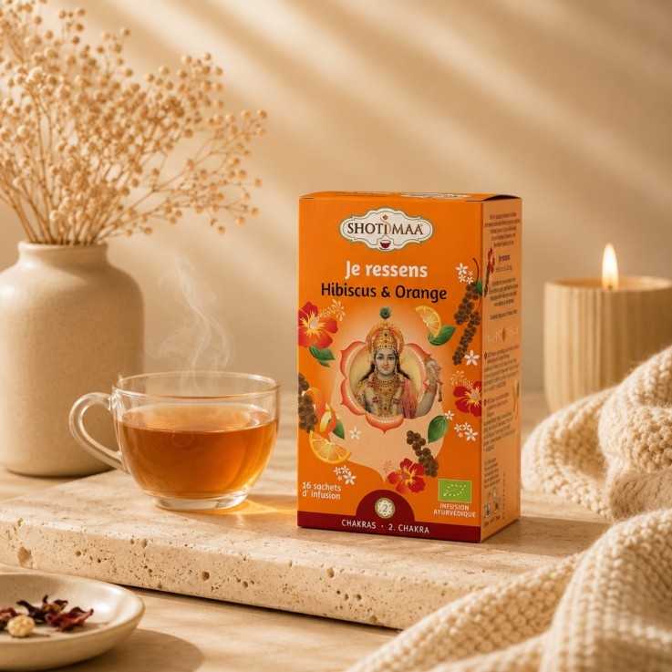 Tisane biologique Je ressens, hibiscus et orange, 16 sachets