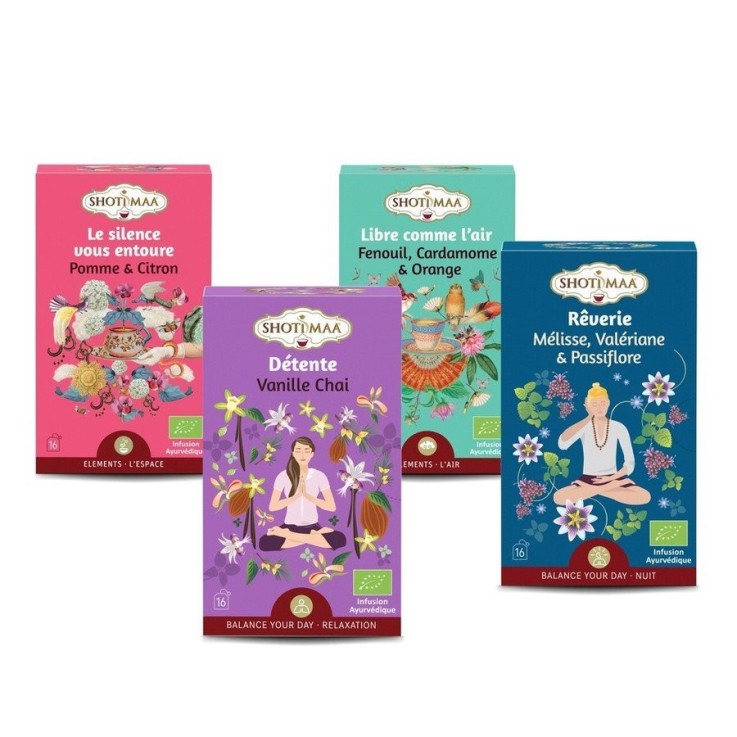 Set de 4 tisanes biologiques sans caféine nuit paisible