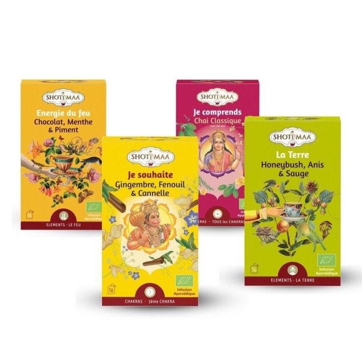 Set de 4 tisanes bio sans caféine après repas digestion