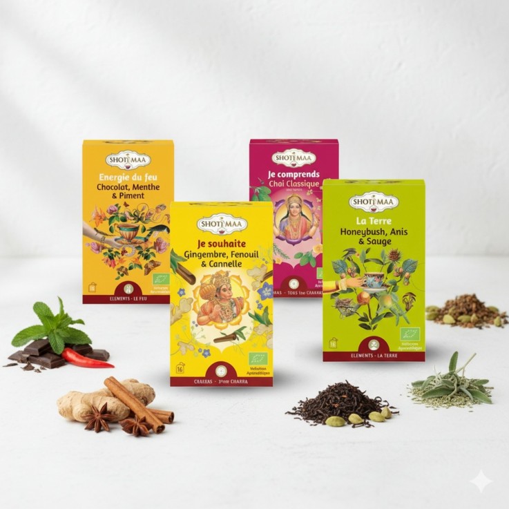 Set de 4 tisanes bio sans caféine après repas digestion