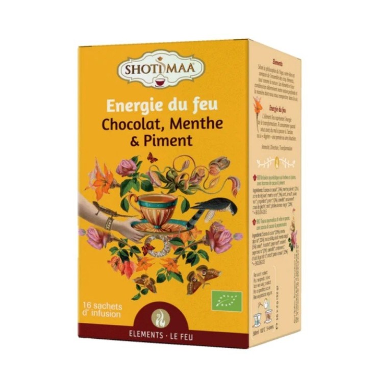 Tisane bio sans caféine Énergie du feu, 16 sachets de 2 g
