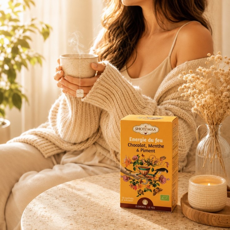 Tisane bio sans caféine Énergie du feu, 16 sachets de 2 g