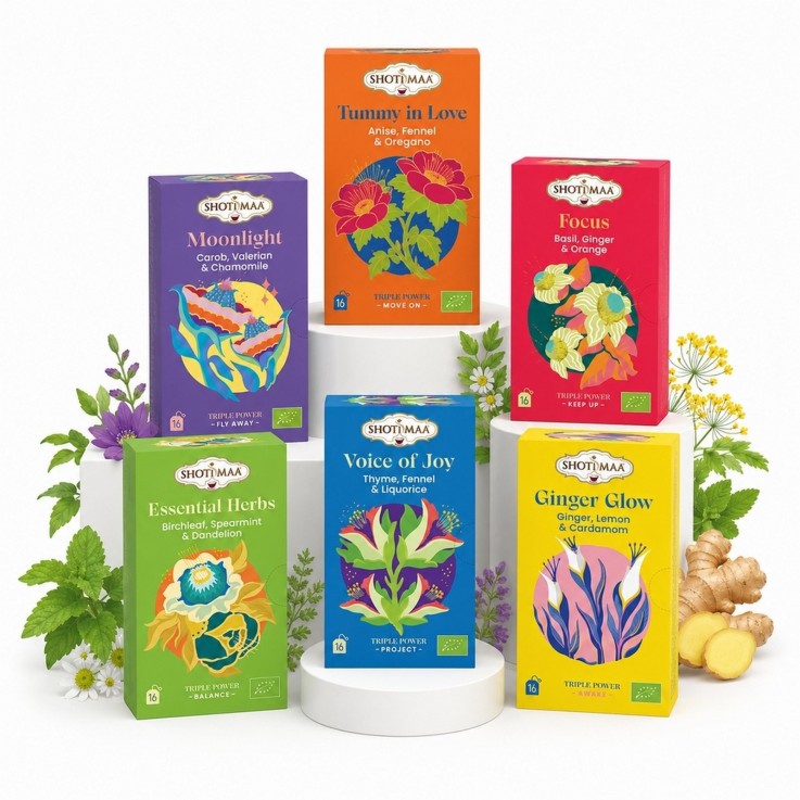 Pack de 6 boîtes de tisanes bio sans caféine énergie et douce nuit