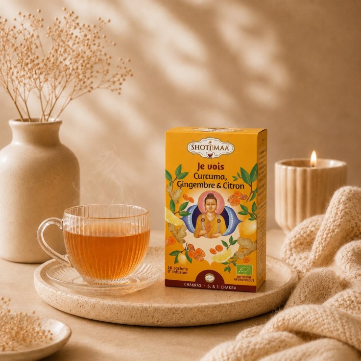 Tisane bio Je vois, curcuma et gingembre, 16 sachets, 32 g