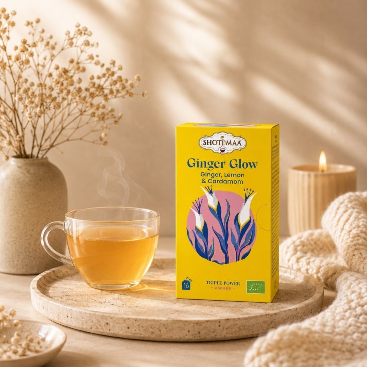Tisane biologique sans thé ni caféine Ginger Glow, 16 sachets