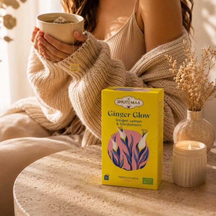 Tisane biologique sans thé ni caféine Ginger Glow, 16 sachets