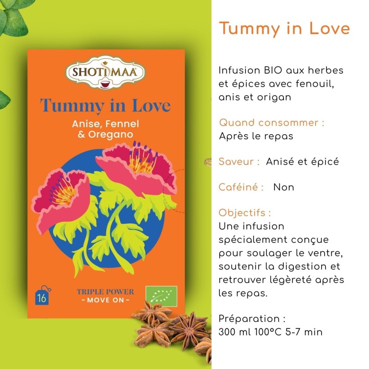Tisane bio sans thé ni caféine Tummy in Love, 32 g