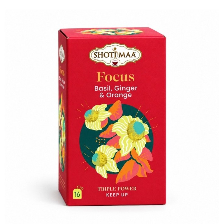 Tisane bio sans caféine Focus, basilic et gingembre, 32 g