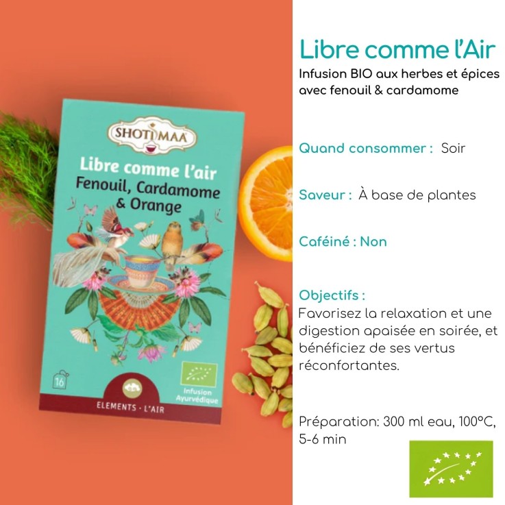 Tisane bio sans caféine Libre Comme L’Air, 32 g