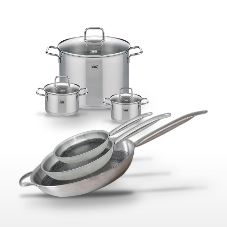 Batterie de cuisine Relief Solution en inox - lot de 6 pièces - grise