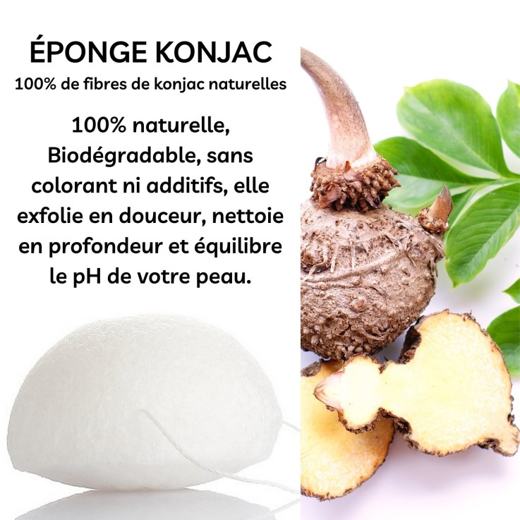 Éponge konjac visage au charbon de bambou - zéro déchet