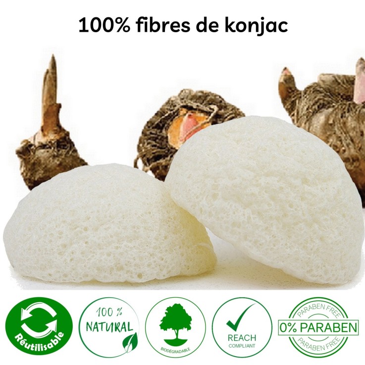 Éponge konjac visage au charbon de bambou - zéro déchet