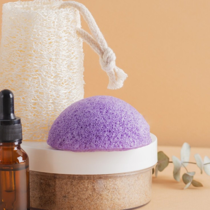 Éponge konjac pour le visage à l’argile rouge - zéro déchet