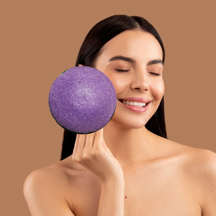 Éponge konjac pour le visage à l’argile rouge - zéro déchet