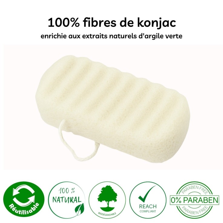 Éponge konjac pour le visage, 100 % naturelle - zéro déchet