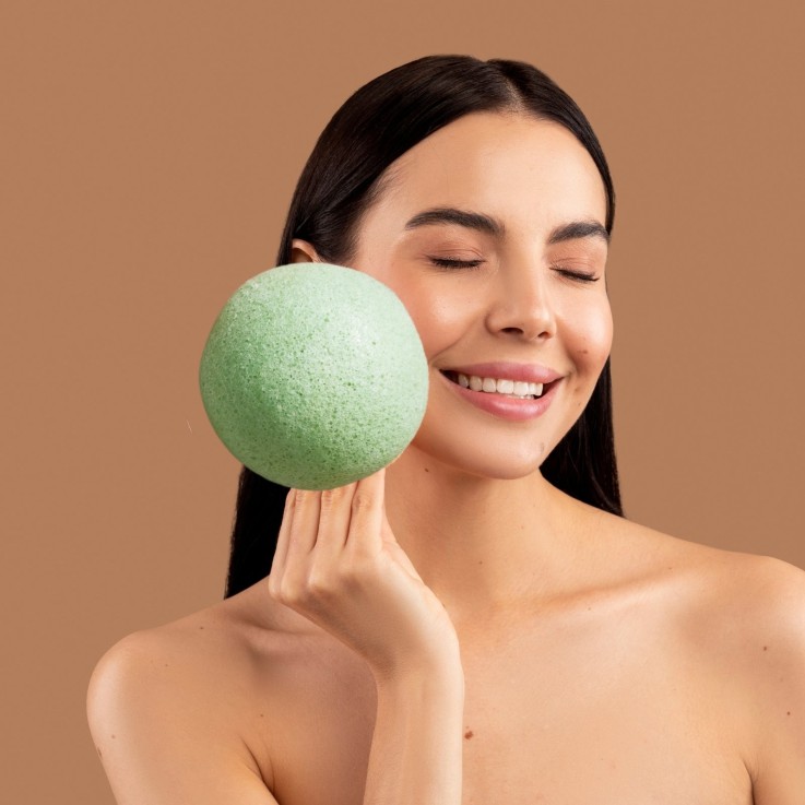 Éponge konjac pour le visage au charbon de bambou