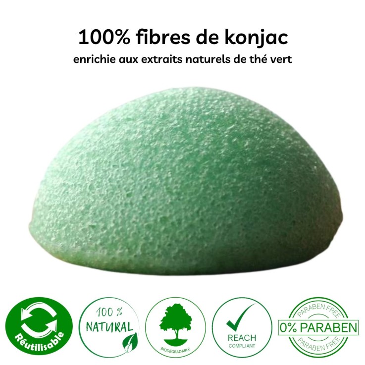 Éponge konjac pour le visage au charbon de bambou