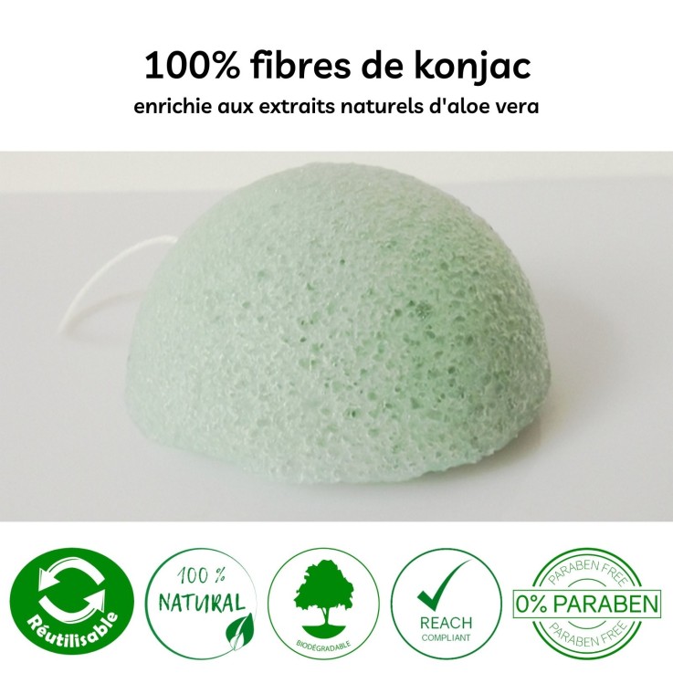 Éponge konjac XL pour le corps au charbon de bambou