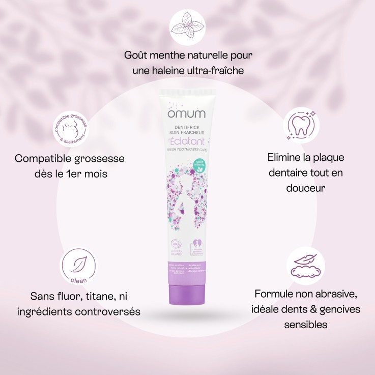 Dentifrice Soin Fraicheur Gencives et Dents Sensibles Sans Fluor L’Eclatant (75 ml) Bio