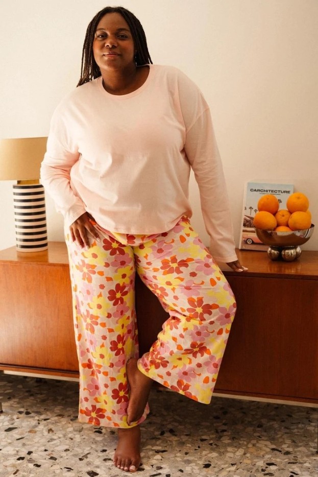 Pyjama long Oasis - oversize - rose - coton biologique
