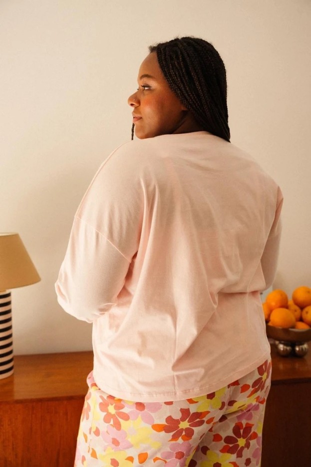 Pyjama long Oasis - oversize - rose - coton biologique