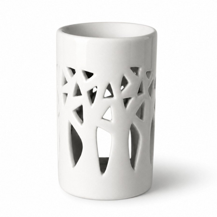 Brûle-parfum en céramique blanche Forêt, 40 ml