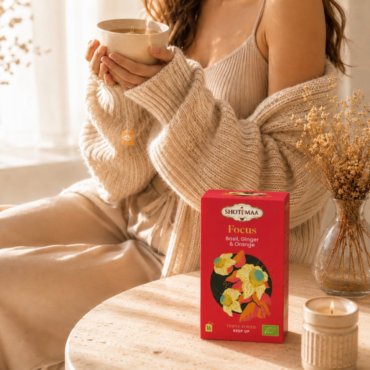 Diffuseur d’huiles essentielles Purisia en bois et céramique avec synergie et tisane Focus