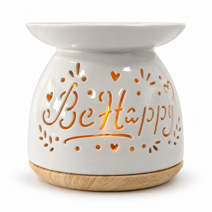 Brûle-parfum en céramique ajourée Be Happy, 50 ml