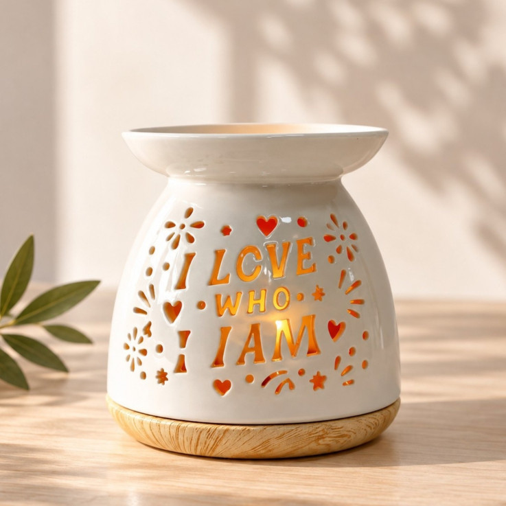 Brûle-parfum en céramique ajourée I Love Me, 50 ml