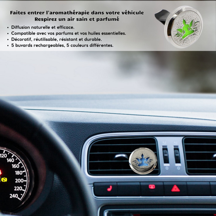 Diffuseur voiture en inox Clip’Arôme Bodhi