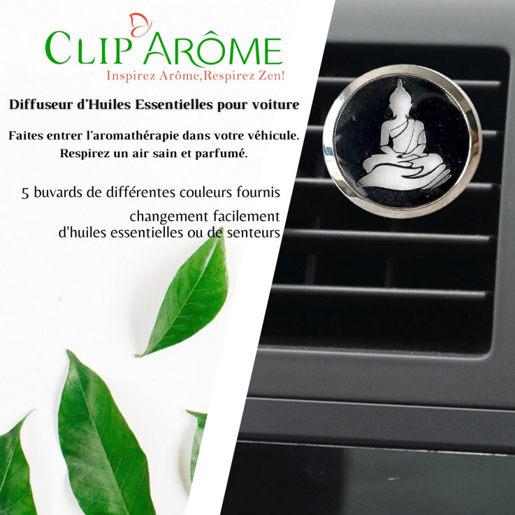 Diffuseur voiture en inox Clip’Arôme Bouddha