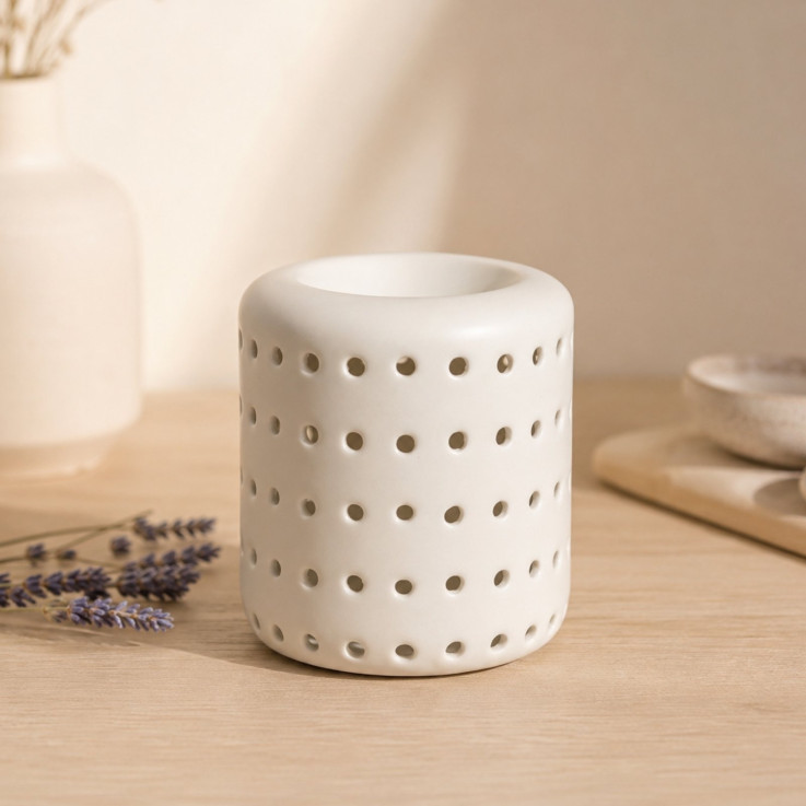 Brûle-parfum en céramique blanche ajourée Coliseo, 40 ml