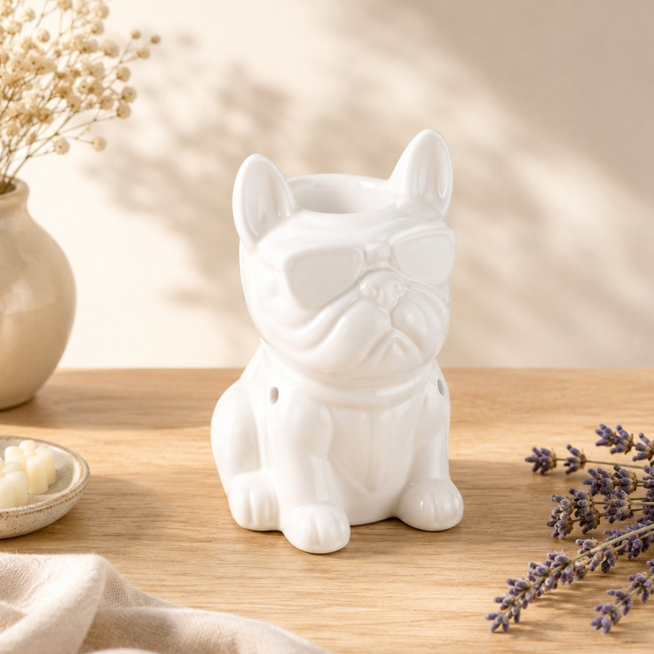 Brûle-parfum en céramique blanche Boubou, 45 ml