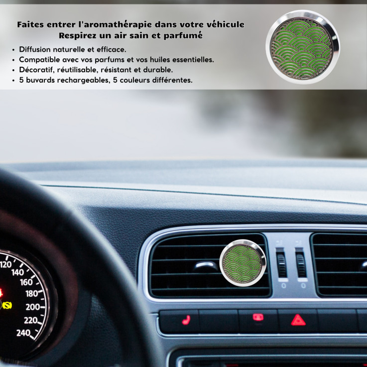 Diffuseur voiture en inox Clip’Arôme Vague Zen