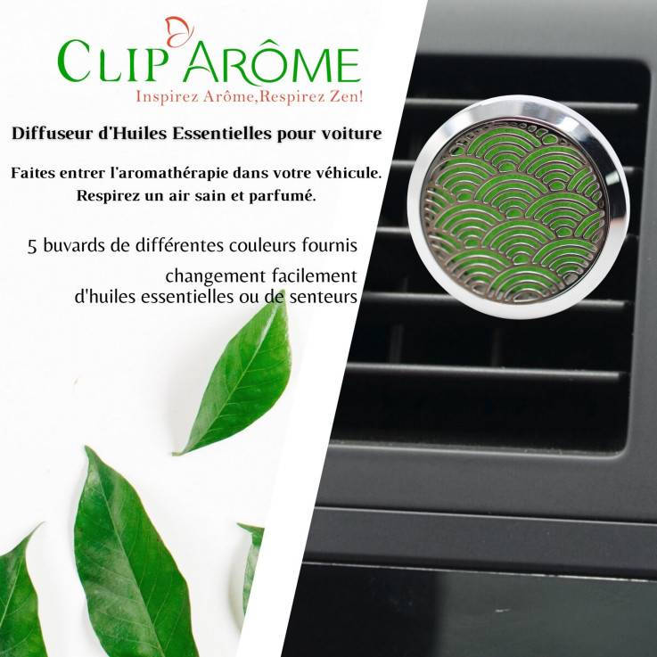 Diffuseur voiture en inox Clip’Arôme Vague Zen
