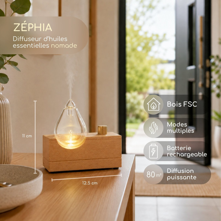 Diffuseur d’huiles essentielles par nébulisation Zéphia