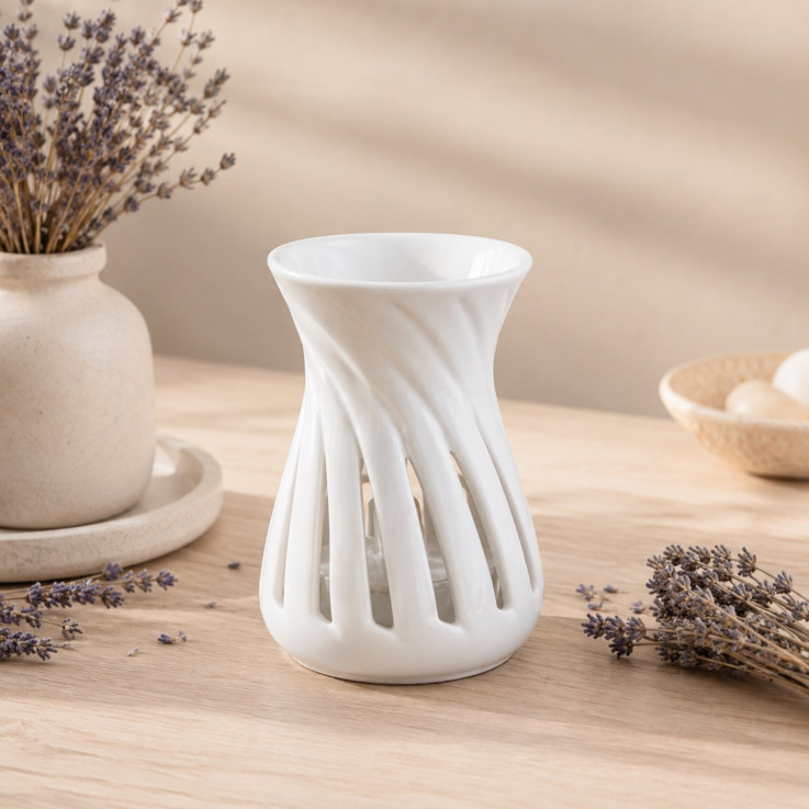 Brûle-parfum Corta en céramique blanche laquée, 50 ml