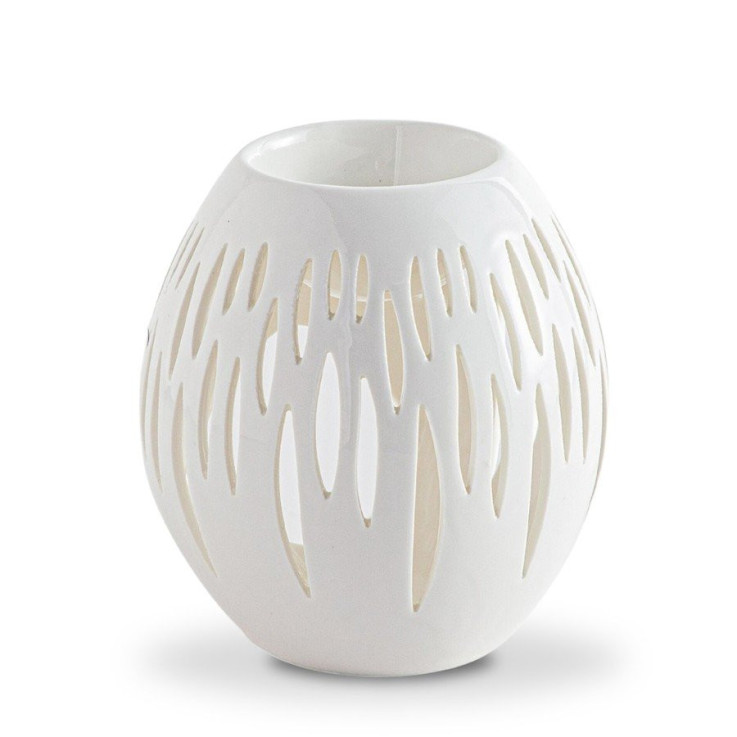 Brûle-parfum Ovali en céramique blanche, 45 ml